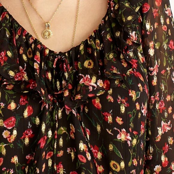 J.Crew Ruffleneck Top in Midnight Vintage Floral - Size M - Picture 3 of 5